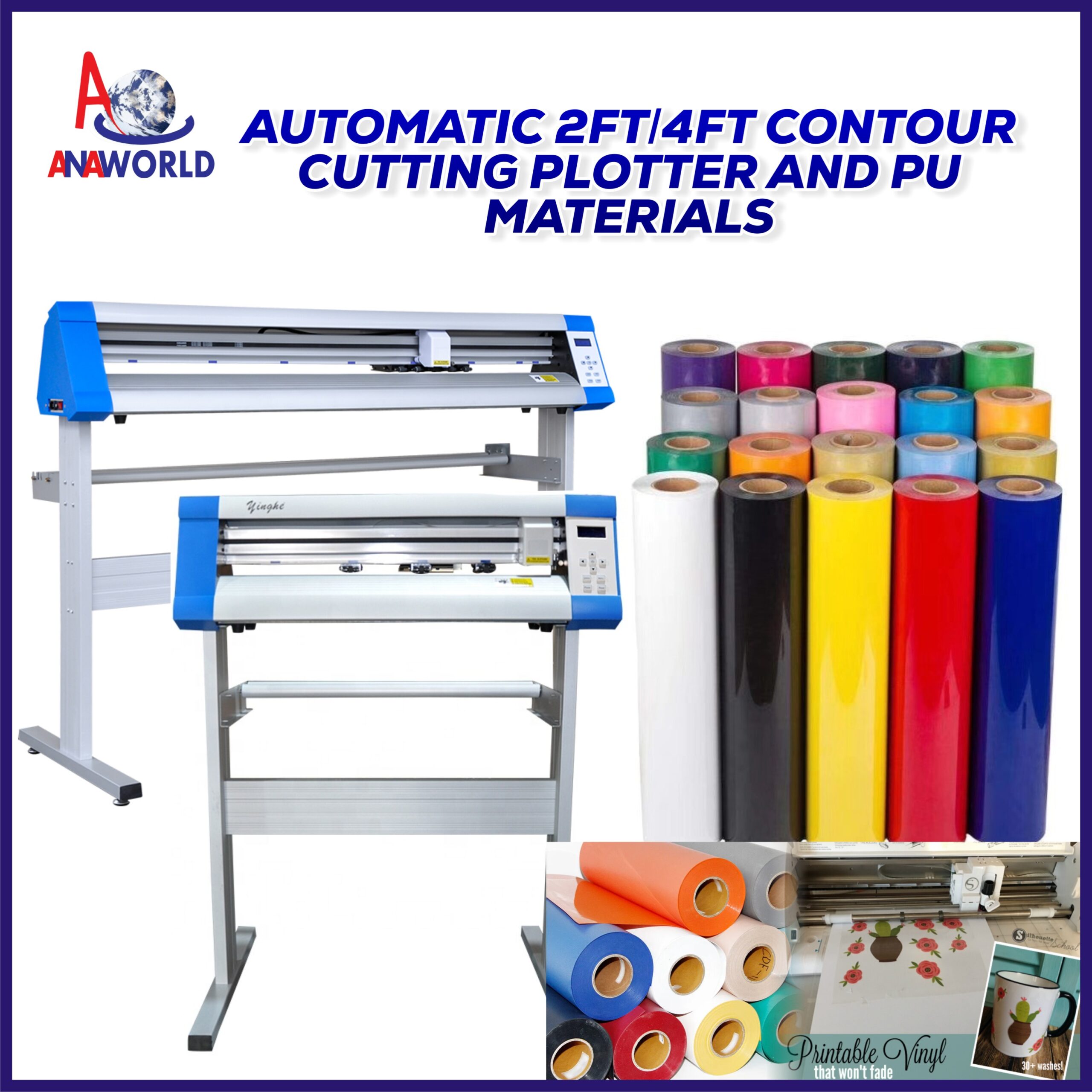 2feet/ft Automatic Contour (Print & Cut) Cutting Plotter with Optical Eyes for High Sensitivity Professional Graphic Cutting